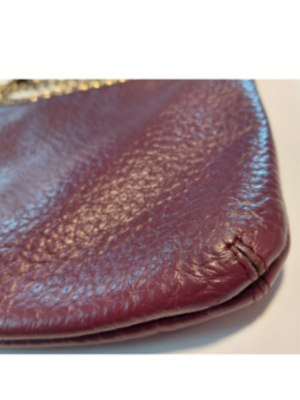 Lodis Burgundy/Plum Chain Strap Italian Leather Pebble Crossbody - Picture 8 of 15